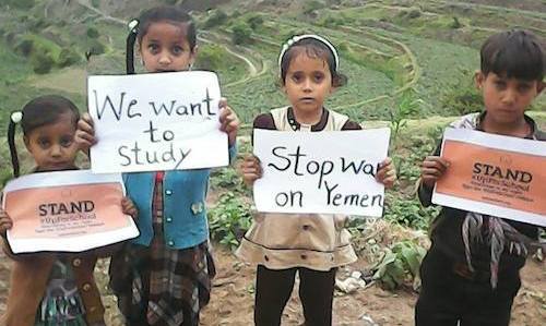 Teaching children in Yemen
