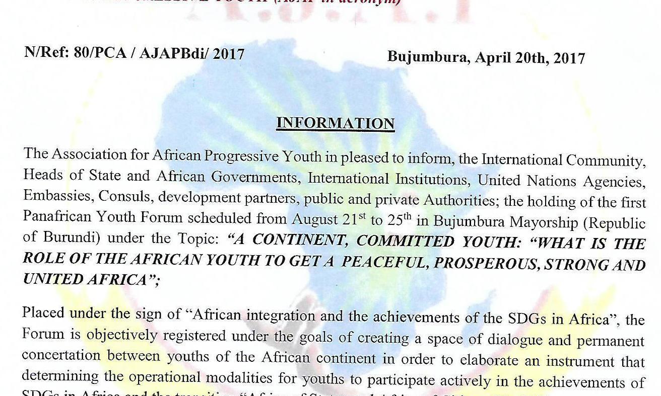 Request  for help to attend  youth panafrican youth forum 