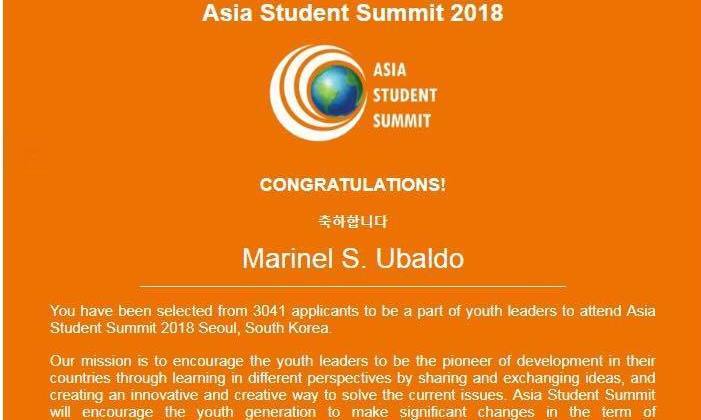 Send Marinel to Asia Student Summit