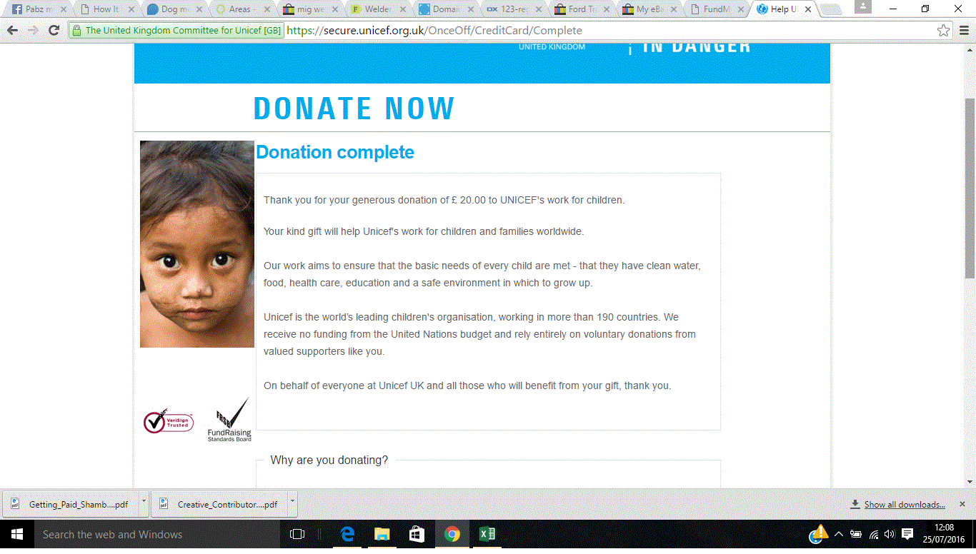 Our first donation...