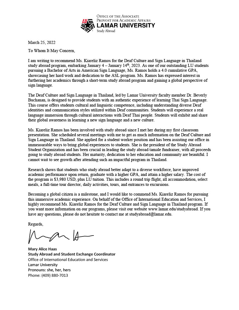 Letter Of Recommendation