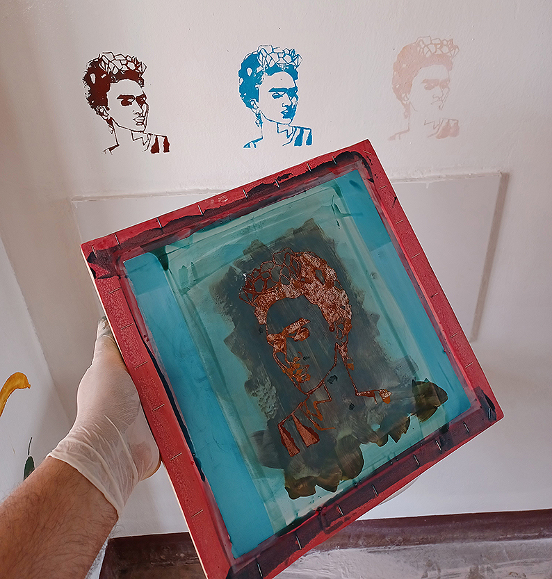 Using screen printing as a painting tool